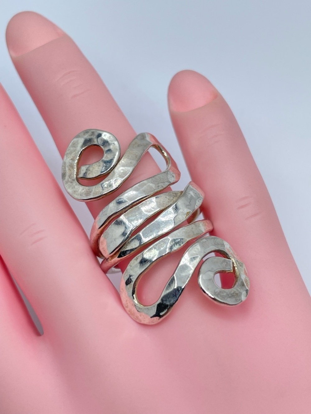 Vintage Taxco Mexico Silver  Abstract Wrap Ring Statement Sz 6.5 Modern